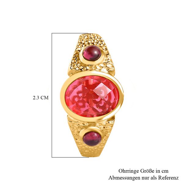 GP Art Déco Collection - Padparadscha Triplett Quarz, Rhodolith Granat und Kanchanaburi blaue Saphir-Ohrringe - 5,50 ct. image number 5