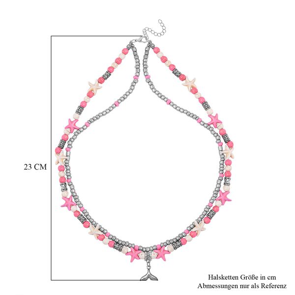 2er Set - Almandin, Weißer Howlit Halskette ca. 50 cm + 5 cm Extener, Antik-silber-Plattierung ca. 111.05 ct image number 5