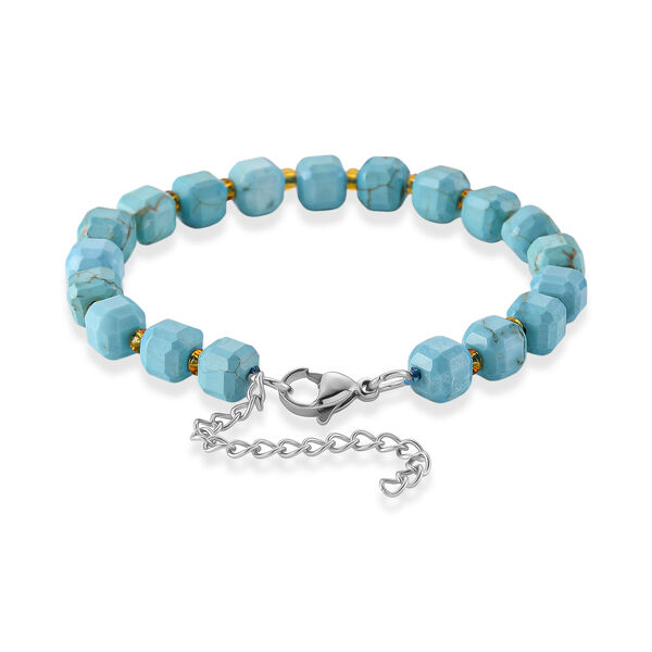 Blauer Howlit, Glas Armband, flexibel, 316L Edelstahl 58.00 ct image number 3