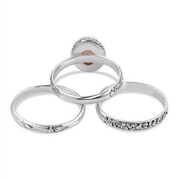 3er Set - Royal Bali - Nat&uuml;rlicher, &auml;thiopischer Welo Opal Ring, 925 Silber (Gr&ouml;&szlig;e 18.00) ca. 1.90 ct