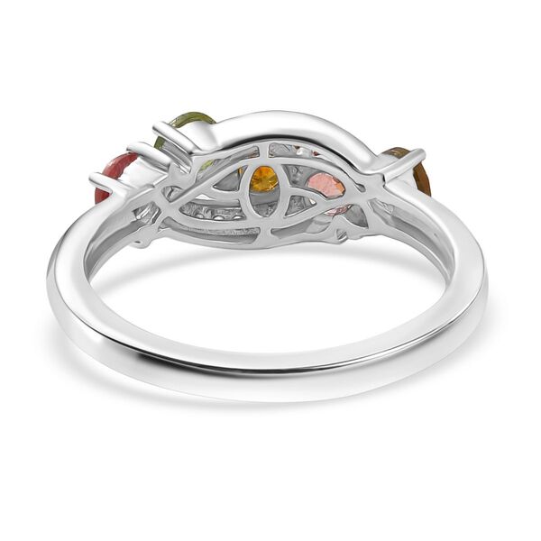 D joy Mehrfarbig-Turmalin, Wei&szlig;er Zirkon Ring 925 Silber platiniert (Gr&ouml;&szlig;e 21.00) ca. 1.18 ct image number 5