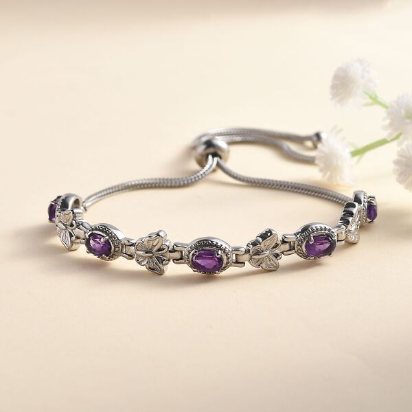 Afrikanischer Amethyst Armband ca. 26.75 cm Edelstahl ca. 2.32 ct image number 2