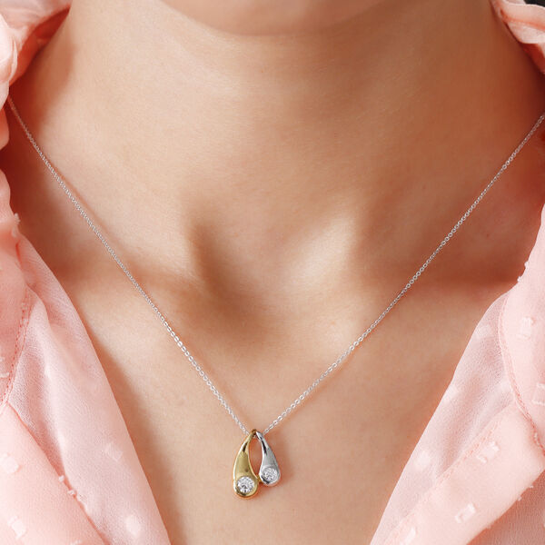 88 Facetten Moissanit-Anh&auml;nger mit Silberkette, ca. 50 cm, 925 Silber Bicolor ca. 0,34 ct image number 2