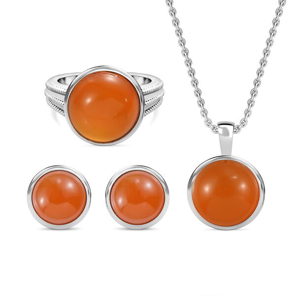 Orange Onyx Schmuckset  ca. 13,60 ct.