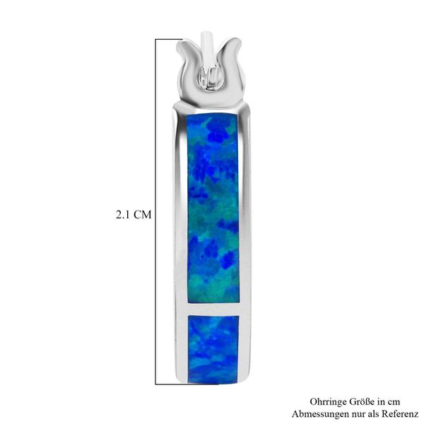 Simulierte blaue Opal Creolen image number 5