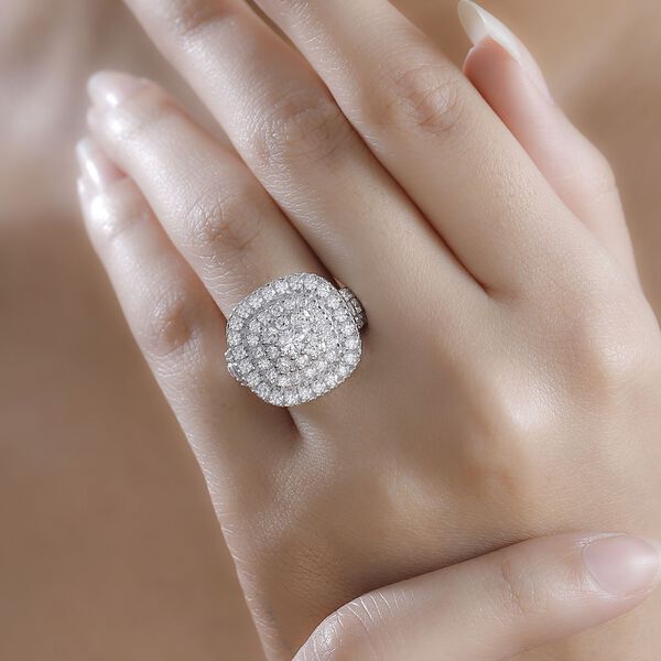 J Francis gefertigt mit SWAROVSKI- Swarovski Zirkonia Halo Cluster Ring image number 4
