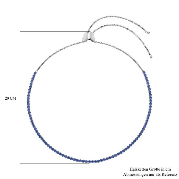 Blaue Zirkonia Halskette, ca. 38 cm, Edelstahl image number 6