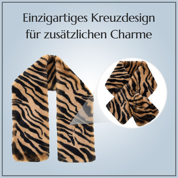 Damen Winterschal aus Kunstfell, Tiger-Streifenmuster image number 4