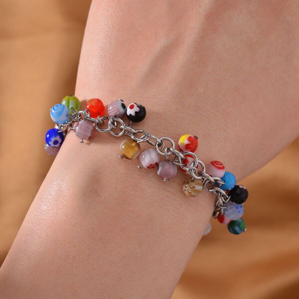 Mehrfarbiges Armband im Murano-Stil, 23cm image number 6