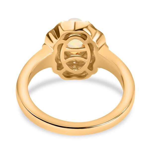 Nat&uuml;rlicher &Auml;thiopischer Opal und Zirkon Ring 925 Silber vergoldet  ca. 0,67 ct image number 6