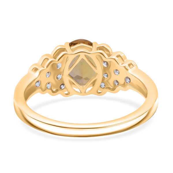 AAA Nat&uuml;rlicher goldener Tansanit, Wei&szlig;er Zirkon Ring 585 Gold (Gr&ouml;&szlig;e 17.00) ca. 2,22 ct image number 5