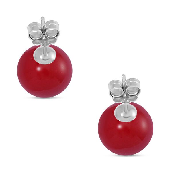 Rote Muschelkernperle Ohrringe 925 Silber rhodiniert image number 5