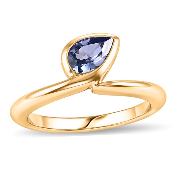 Tansanit-Ring, 925 Silber Gelbgold Vermeil  ca. 0,69 ct image number 4