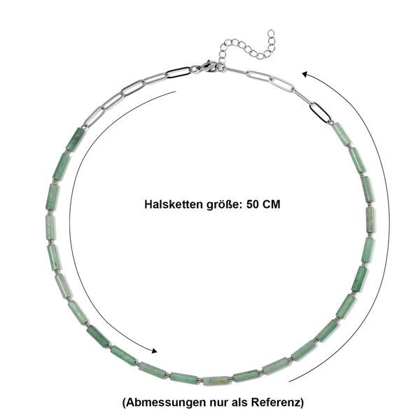 Gr&uuml;ner Aventurin Halskette ca. 50 cm + 5 cm Extender, 316L Edelstahl ca. 62.50 ct image number 5