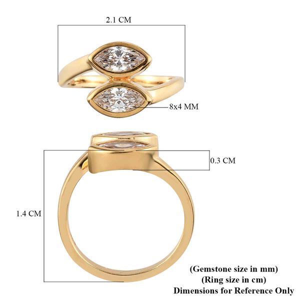 LUSTRO STELLA Hergestellt mit ZIRKONIA Bypass-Ring 925 Silber Vergoldet image number 7