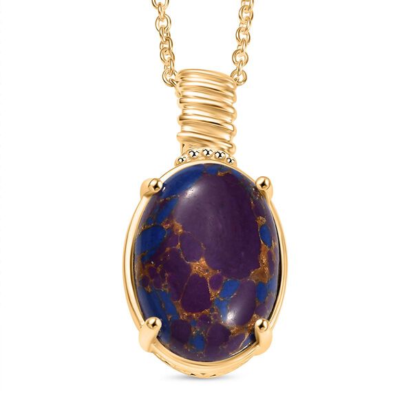 Lila T&uuml;rkis Anh&auml;nger mit 50cm Kette - 18 ct.