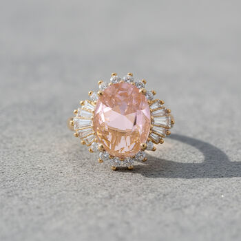 Rosa Zirkonia, Wei&szlig;er Zirkonia Ring Nickelfreies Messing (Gr&ouml;&szlig;e 18.75)