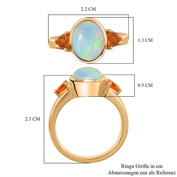 Natürlicher, äthiopischer Welo Opal, Feueropal Ring 925 Silber 750 Gelbgold Vermeil (Größe 18.00) ca. 2.02 ct image number 8