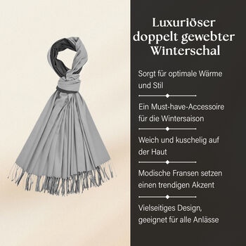 Luxuri&ouml;ser Winterschal mit Fransen, Hellgrau/Dunkelgrau