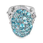 Betroka Blauer Apatit Ring 925 Silber rhodiniert (Größe 17.00) ca. 6,25 ct