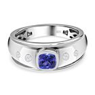 Tansanit, weißer Zirkon Ring 925 Silber platiniert (Größe 19.00) ca. 0.76 ct