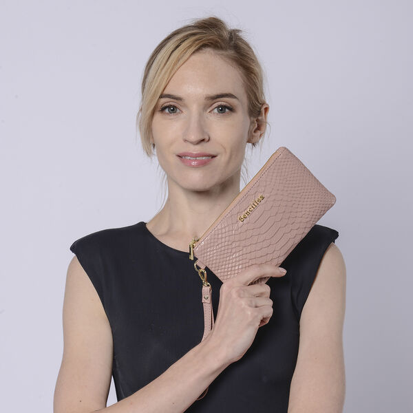 SENCILLEZ - 100% Leder Clutch, Rosa image number 2
