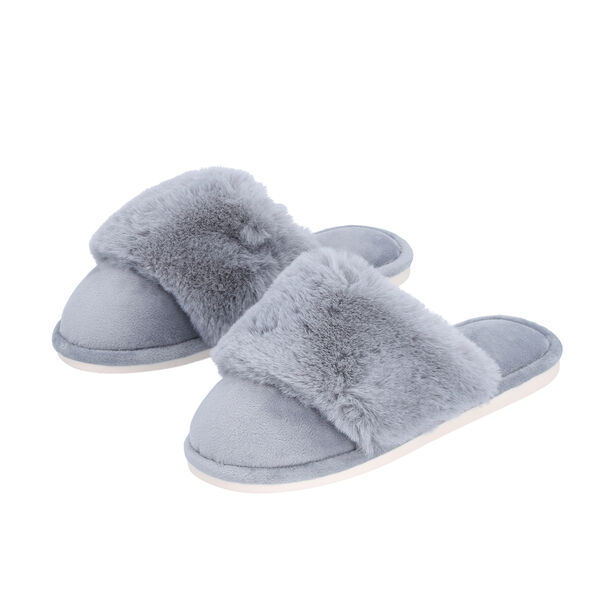 PREMIUM KOLLEKTION: Kunstfell Hausschuhe mit gepolsterter Sohle, Gr&ouml;&szlig;e 38-39, Grau image number 2