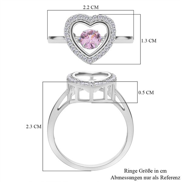 Rosa und wei&szlig;er Zirkonia Ring in Herzform, 925 Silber rhodiniert (Gr&ouml;&szlig;e 19.00) image number 7