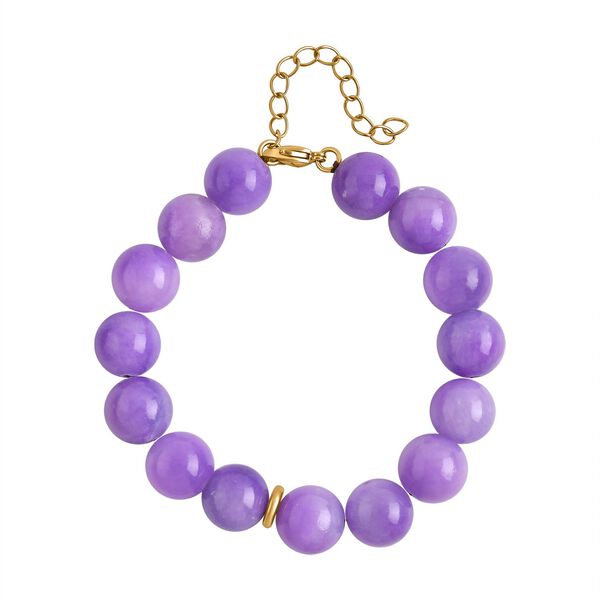 Lila Quarzit Armband, (11-13mm), ca. 19 cm, ca. 200.00 ct, vergoldet 200.00 ct