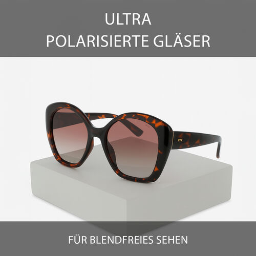 Sonnenbrille mit UV400-Schutz, markante Form, schwarzer Rahmen mit Farbverlaufsgläsern image number 1