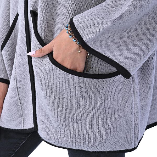 TAMSY: Strick-Mantel für Damen mit Schnalle, Hellgrau  image number 7