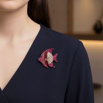 Mehrfarbiger Kristall Brosche  Gelb