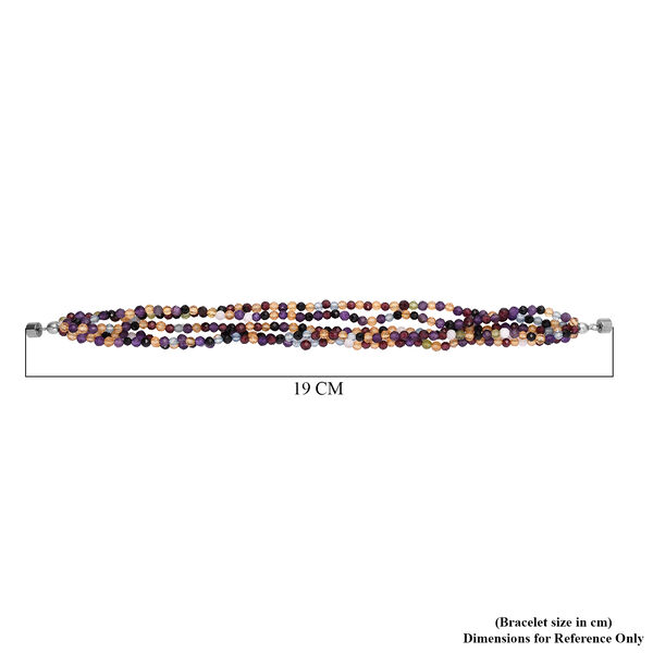 Schwarzes Spinell und afrikanisches Amethyst-Armband, ca. 19 cm, Edelstahl, ca. 58,95 ct image number 6