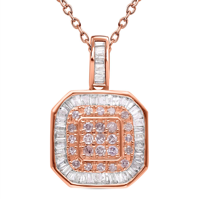 Natürlicher, rosa Diamant, Weißer Diamant Anhänger mit Kette, SGL Zertifiziert 925 Silber Roségold Vermeil ca. 0.33 ct image number 0