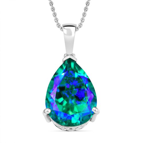 D joy Pfau Quarz Triplette Anhänger mit Kette, 925 Silber Rhodiniert und 750 Gelbgold Vermeil ca. 25,00 ct. image number 0