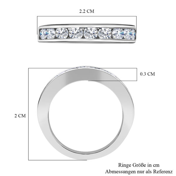 LUSTRO STELLA Hergestellt mit ZIRKONIA Half Eternity Ring 925 Silber Platin-Überzug image number 6