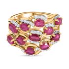 Afrikanischer Rubin (Fissure gef&uuml;llt) Ring, 925 Silber Gelbgold Vermeil (Gr&ouml;&szlig;e 19.00) ca. 3.54 ct