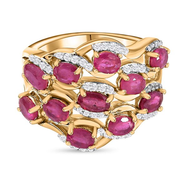 Afrikanischer Rubin (Fissure gef&uuml;llt) Ring, 925 Silber Gelbgold Vermeil (Gr&ouml;&szlig;e 19.00) ca. 3.54 ct image number 0