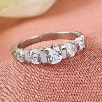 LUSTRO STELLA Hergestellt mit ZIRKONIA Ring 925 Silber Platin-&Uuml;berzug (Gr&ouml;&szlig;e 16.00) ca. 2,16 ct