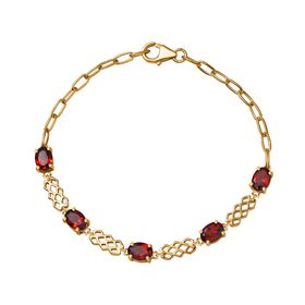 Roter Granat Armband ca. 19 cm 925 Silber vergoldet ca. 5.13 ct