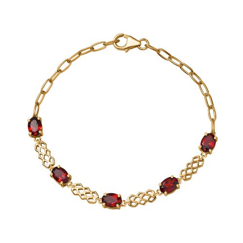 Roter Granat Armband ca. 19 cm 925 Silber vergoldet ca. 5.13 ct image number 0