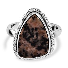 Handgearbeiteter, nat&uuml;rlicher Yooperlith-Ring, 925 Silber ca. 6,00 ct