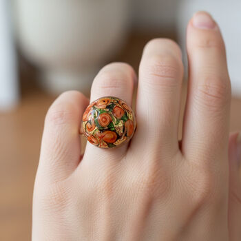 IL MURANO DI FRANCESCA - Rotes MILLEROSE CABOCHON Ring 925 Silber 750 Gelbgold Vermeil (Gr&ouml;&szlig;e 17.00)