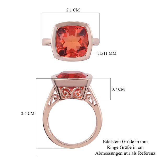 Padparadsha Triplett Quarz Solit&auml;r Ring 925 Silber Rose Gold-&Uuml;berzug image number 7