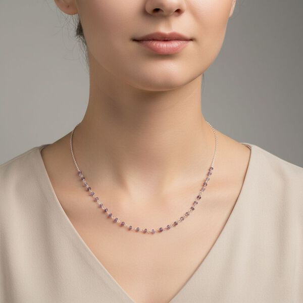 Tansanit Halskette ca. 50 cm 925 Silber ca. 6,00 ct. image number 2