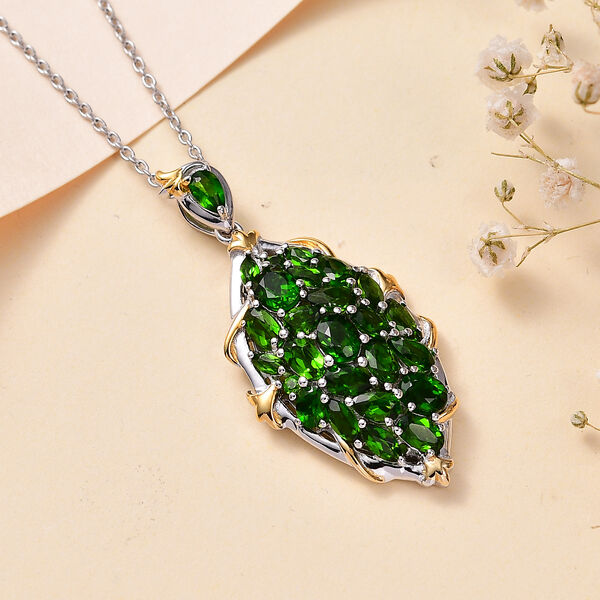 Natürlicher Chromdiopsid-Anhänger mit 50cm Kette - 4,31 ct. image number 2