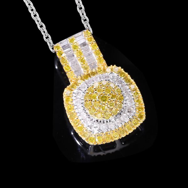 Gelber und weißer Diamant-Anhänger mit 50cm Kette- 0,98 ct. image number 7