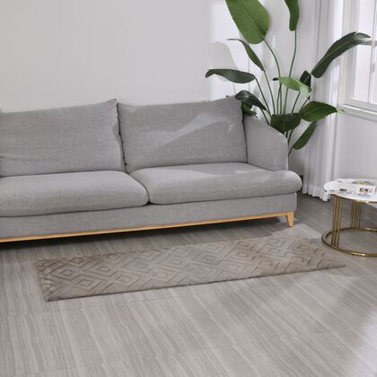 Multifunktionaler, superweicher Teppich mit Rautenausschnitt, 60 x 180 cm, Hellbraun