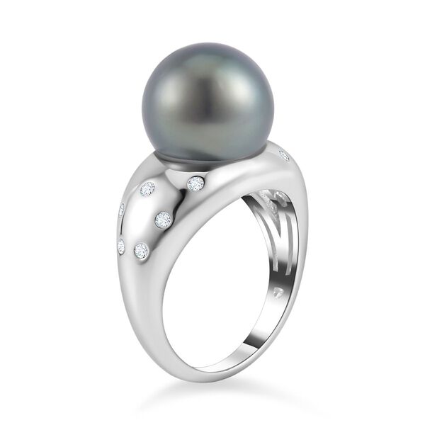 12-13mm Tahiti Perle und Zirkon Ring - 0,26 ct. image number 5