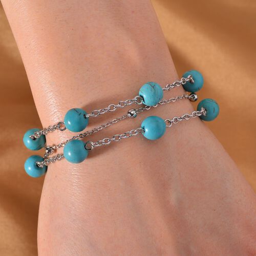 Blauer Howlit Armband ca. 19 cm Reiner Edelstahl ca. 47.90 ct image number 1